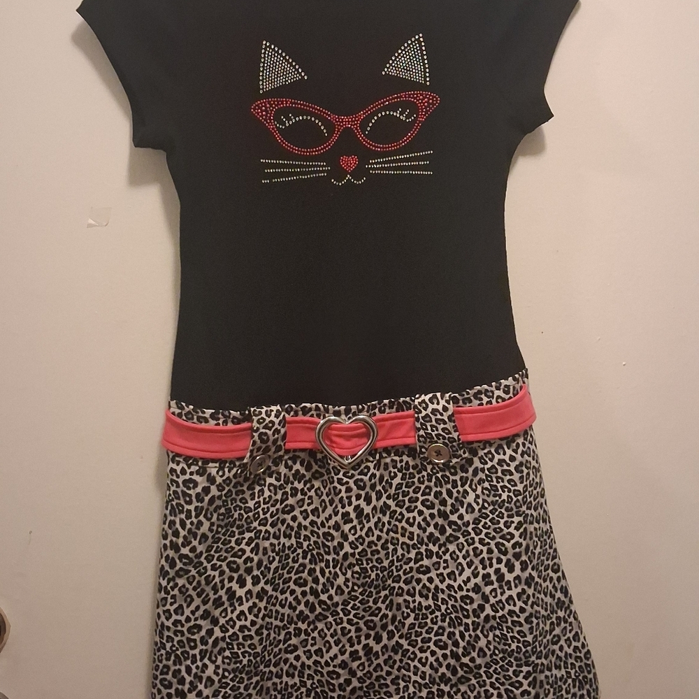 Black Cat Girl Graphic Dress with Pink Accents - Picture 5 of 8